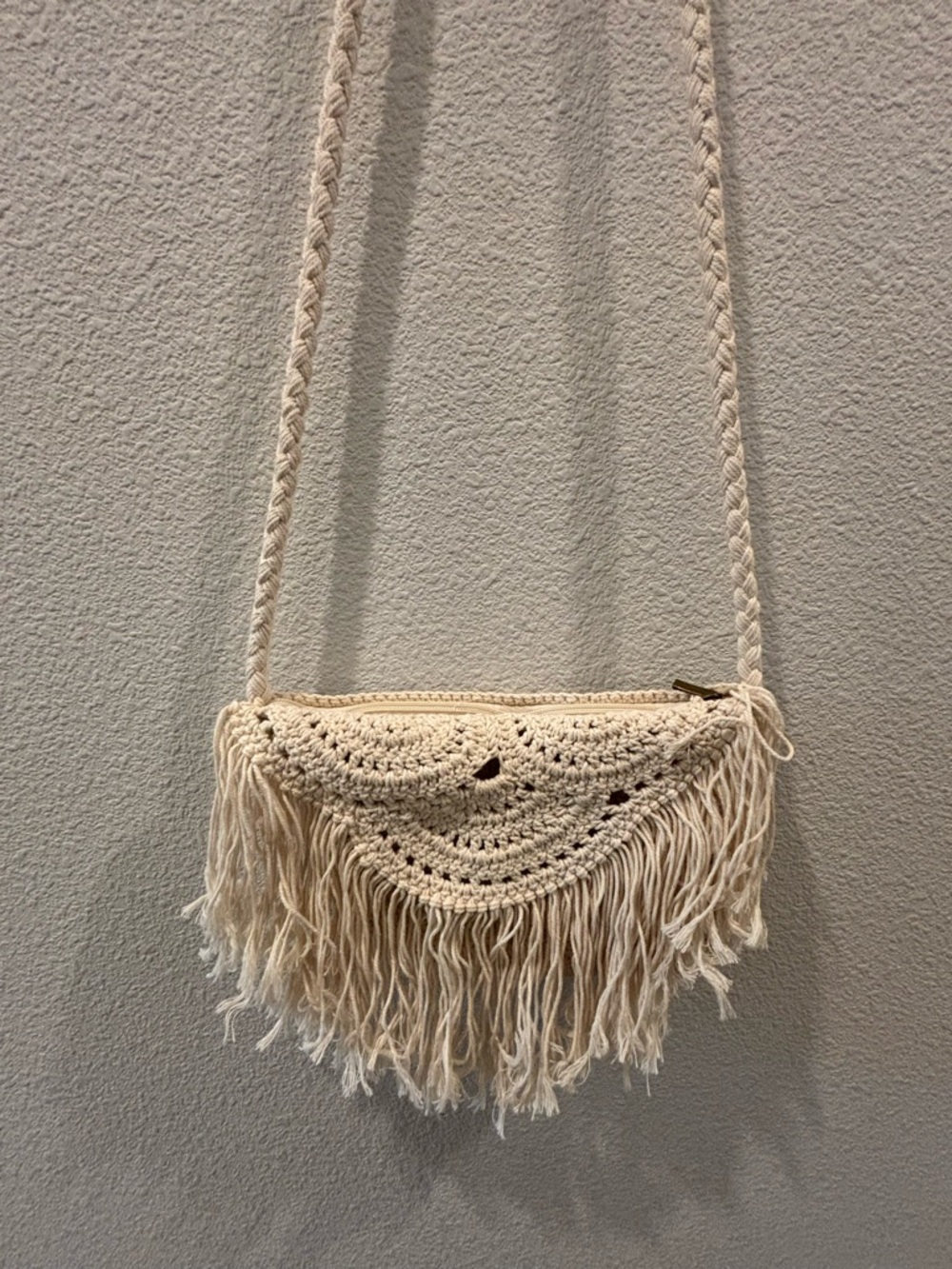a.n.a Cream Crochet Fringe Crossbody Bag